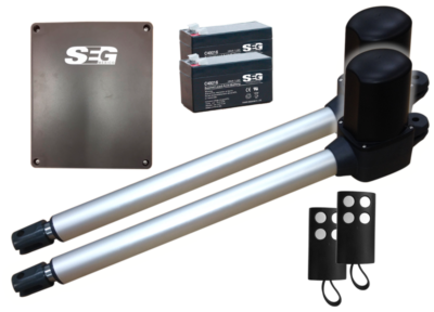 Kit Motor Abatible Pivus Doble 250 24 Volts con Baterias de Respaldo